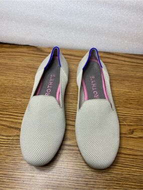 Rothy's the Loafer in Linen Double Stitch Womens Size 9 Beige Gray Slip On Flats